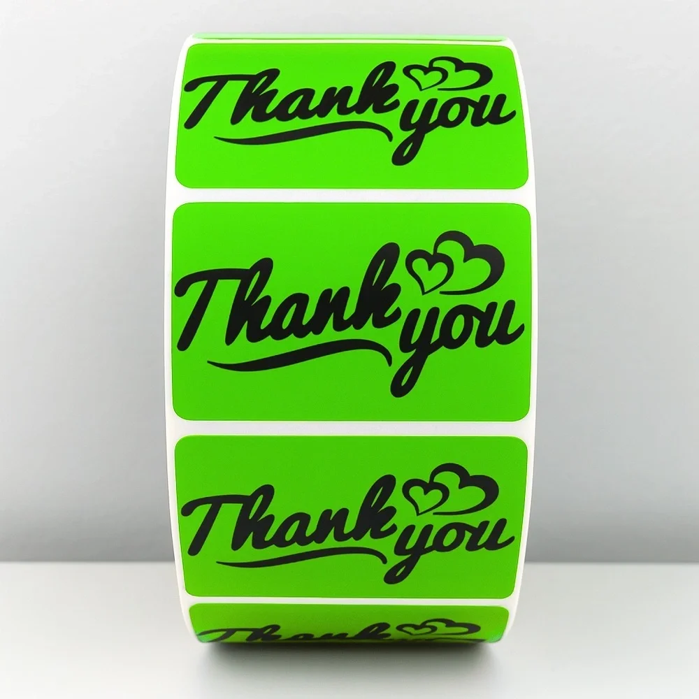 Thank You Stickers with Hearts – Modern Script Labels for Small Business